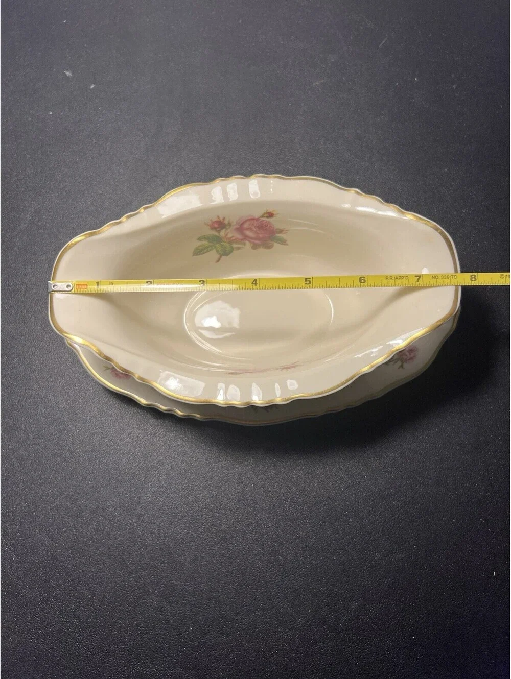 Noritake 1910s Mystery 84 Lorraine Pink Rose Gravy Boat With Underplate, 8.5x5”